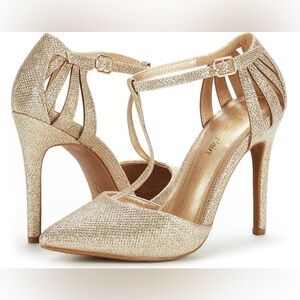 NWOT In box with shoe bags. Oppointed-Mary gold glitter Stiletto high heels. 💥💥💥